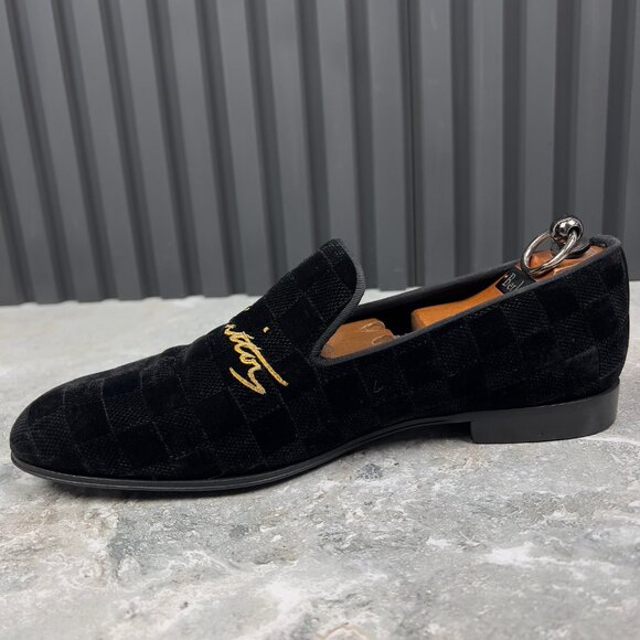 Louis Vuitton Auteuil Loafers Damier Black Velour 7.5 LV or 8.5 US or 41.5 EUR - Picture 12 of 16